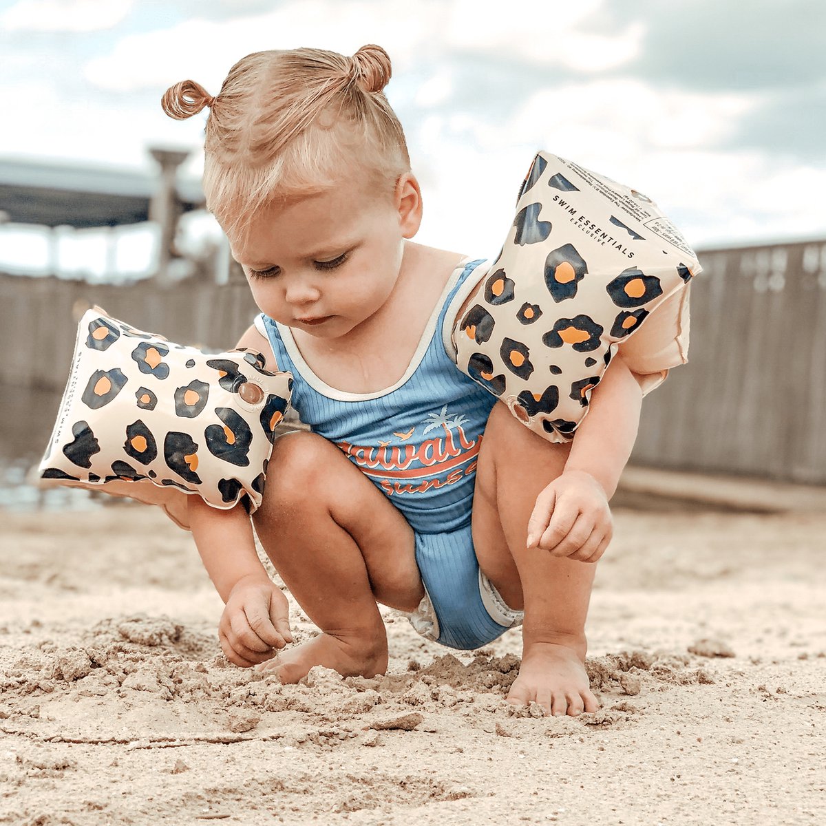 Zwembandjes Beige panterprint